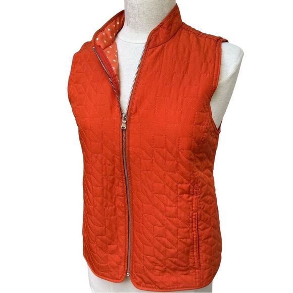 Chico's Orange Women's Outdoor Quilted Vest Full Zip Fall Halloween size Small - Picture 1 of 10
